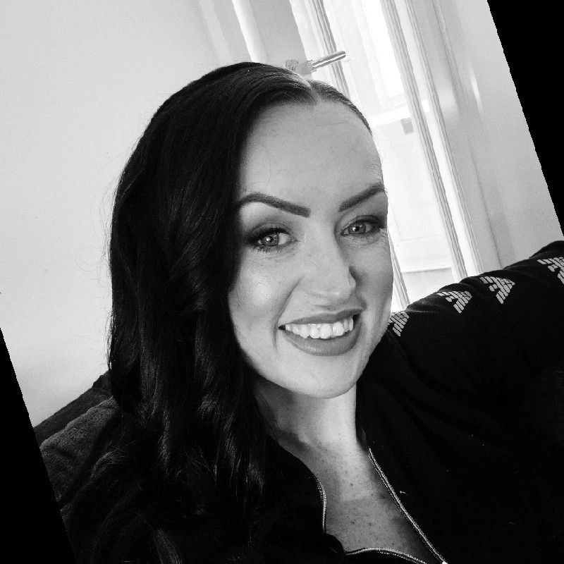 Black and white photograph of Linzi Irvine